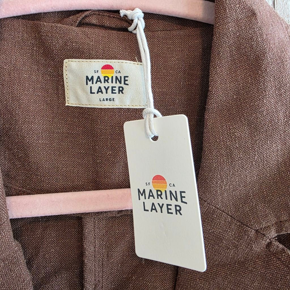 Women's Marine Layer Brown Blazer Size L - Picture 7 of 9